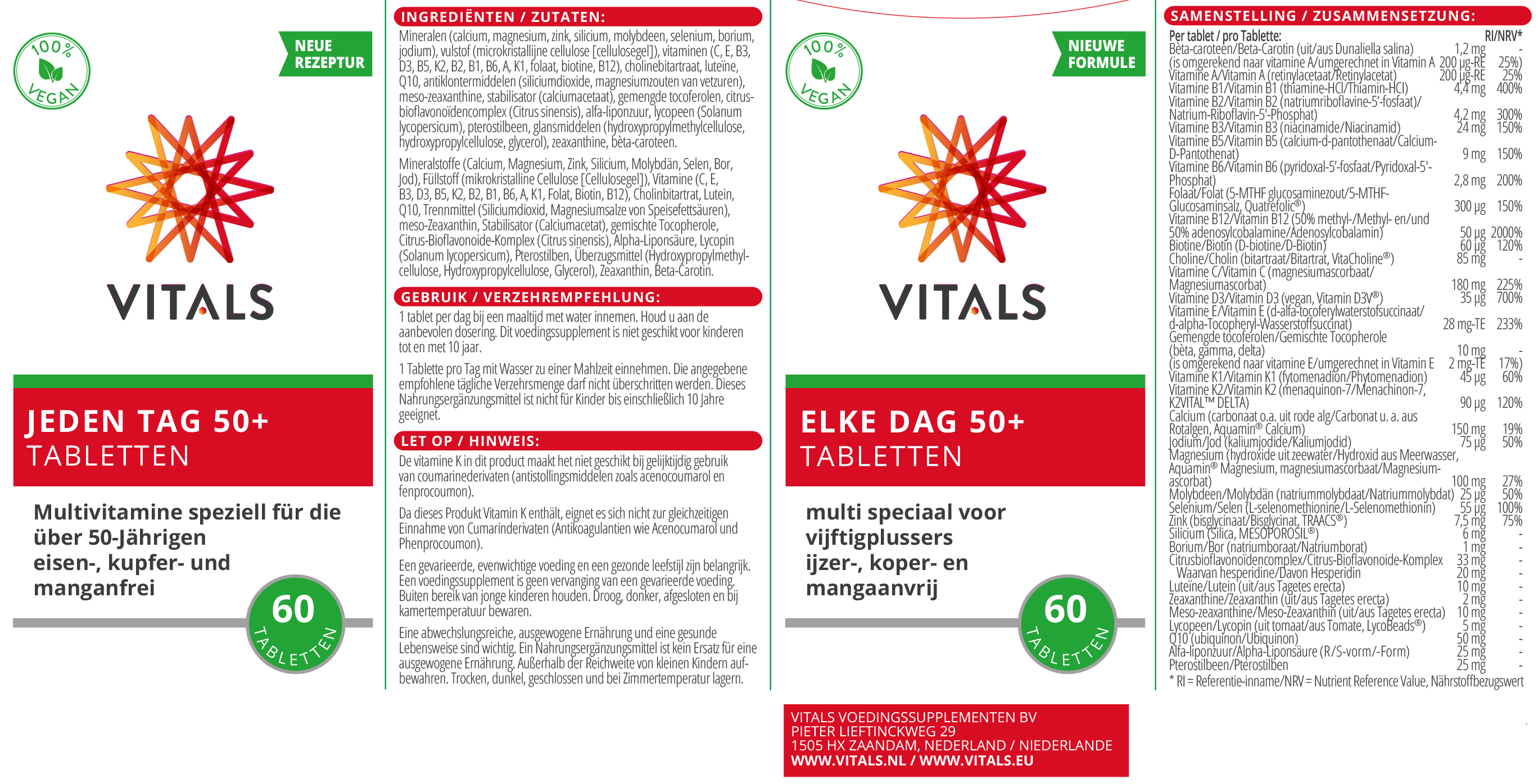 Vitals Jeden Tag 50+ Multivitamine, 60 Tabletten  EAN: 8716717004751