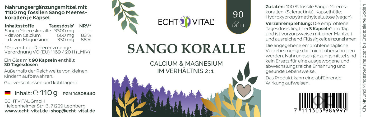 Echt Vital Sango Koralle, 90 Kapseln Knochen EAN: 4260463081671
