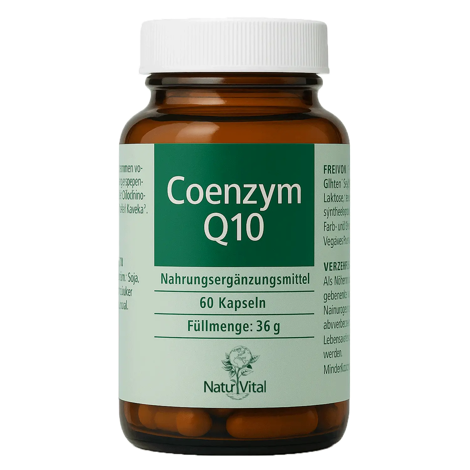 Coenzym Q10 von Natur Vital beinhaltet 60 Kapseln. EAN: 4262512990163