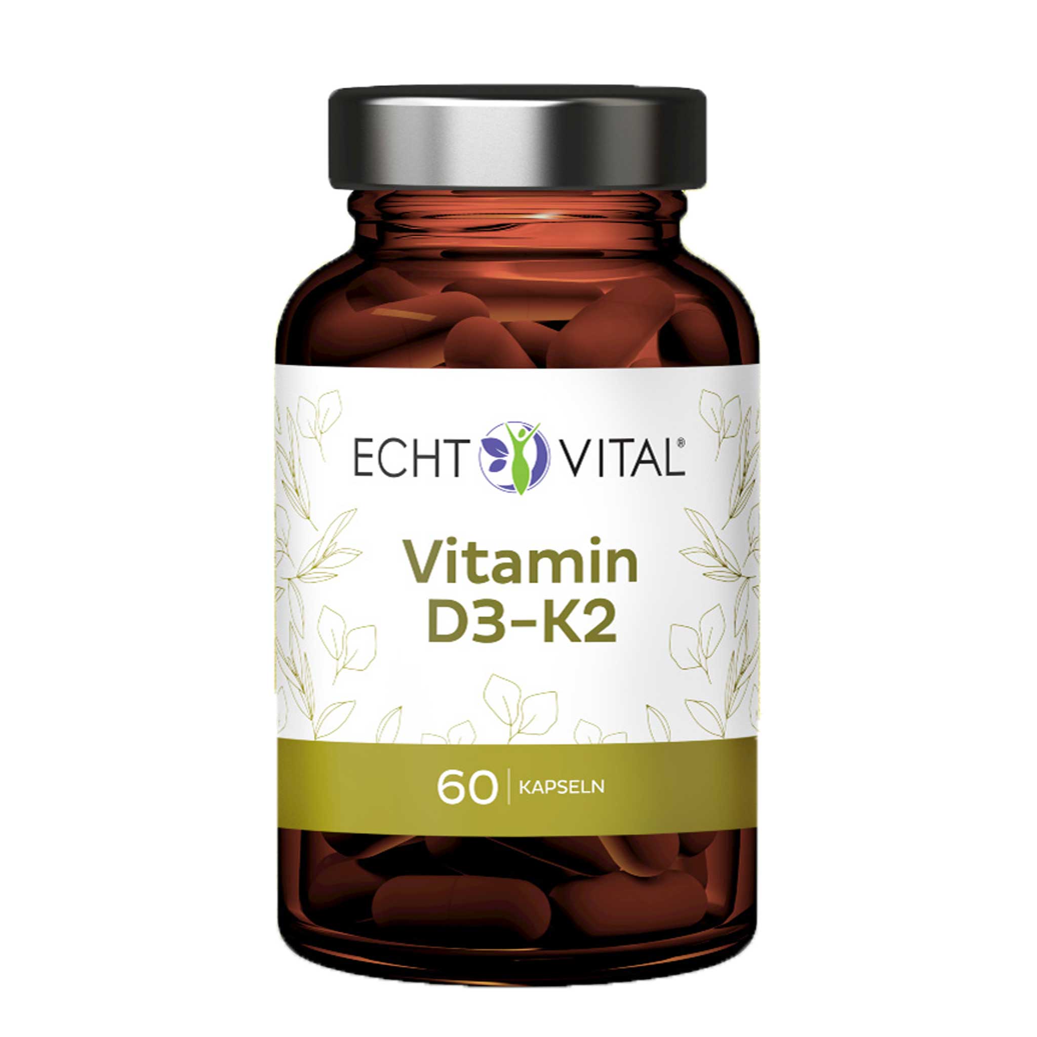 Vitamin D3-K2 von Echt Vital beinhaltet 60 Kapseln