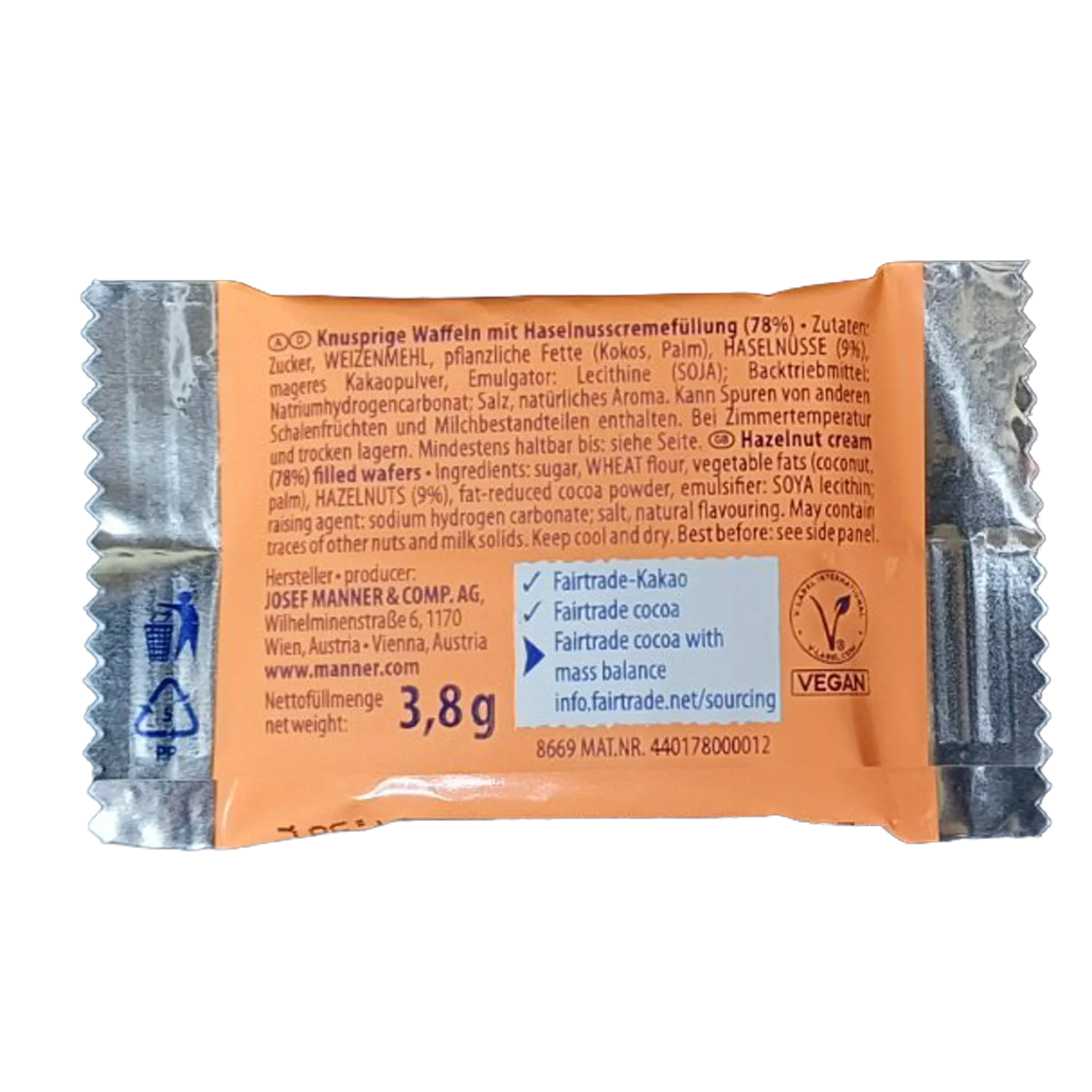 EnergyVital Manner Waffeln "Wiener Gruß", 3,8 g EAN: