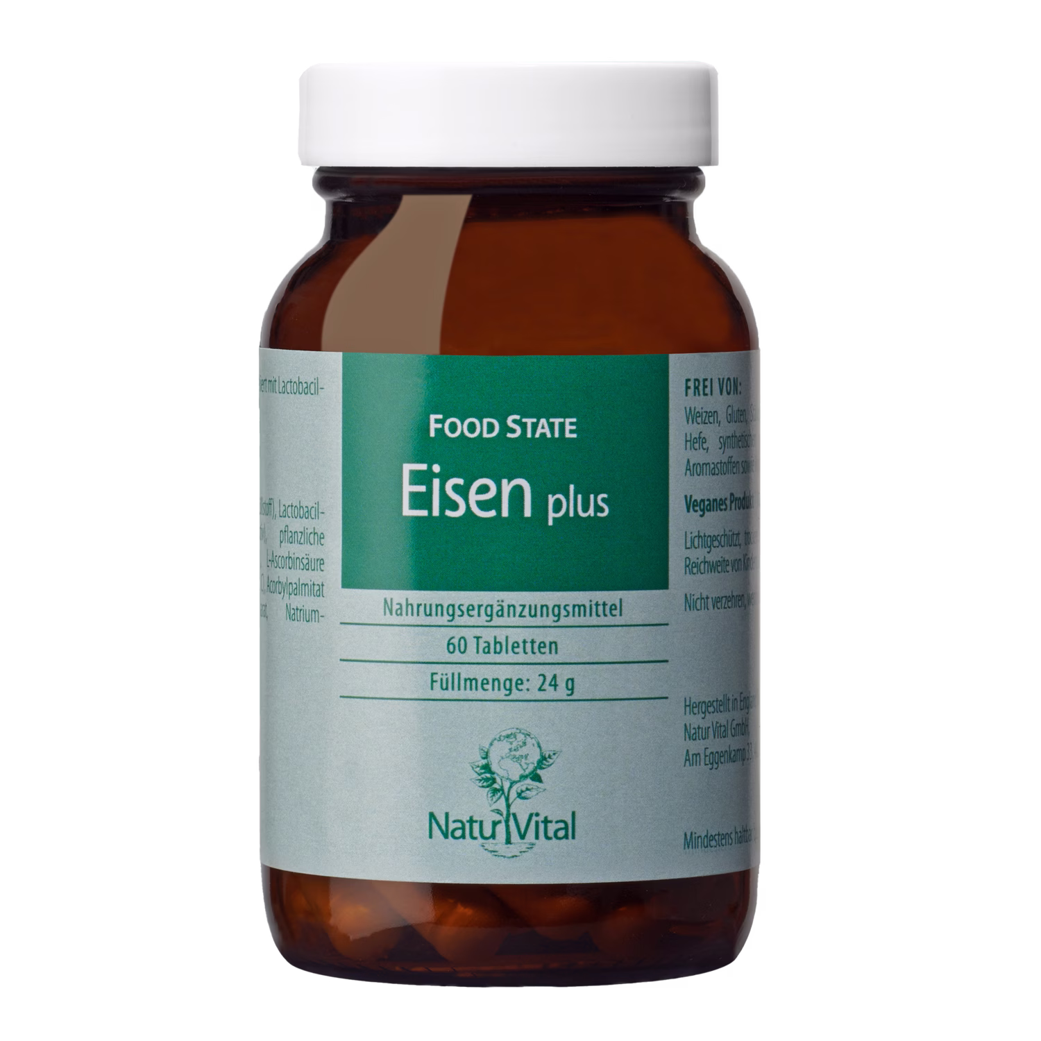 Eisen plus von Natur Vital beinhaltet 60 Tabletten Eisen plus von Natur Vital beinhaltet 60 Tabletten
