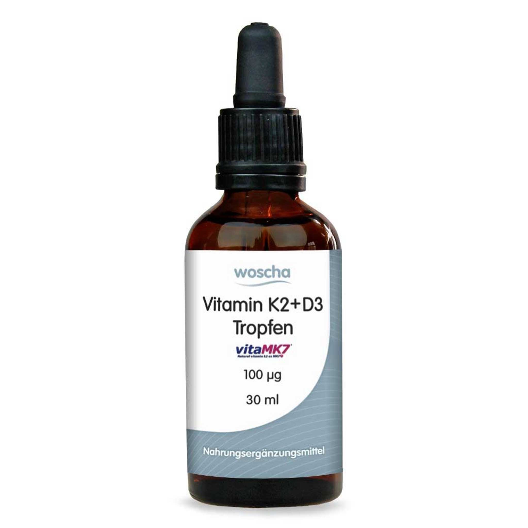 Woscha Vitamin K2 + D3 Tropfen podo medi 30 ml Woscha Vitamin K2 + D3 Tropfen von podo medi in 30 Milliliter Flasche