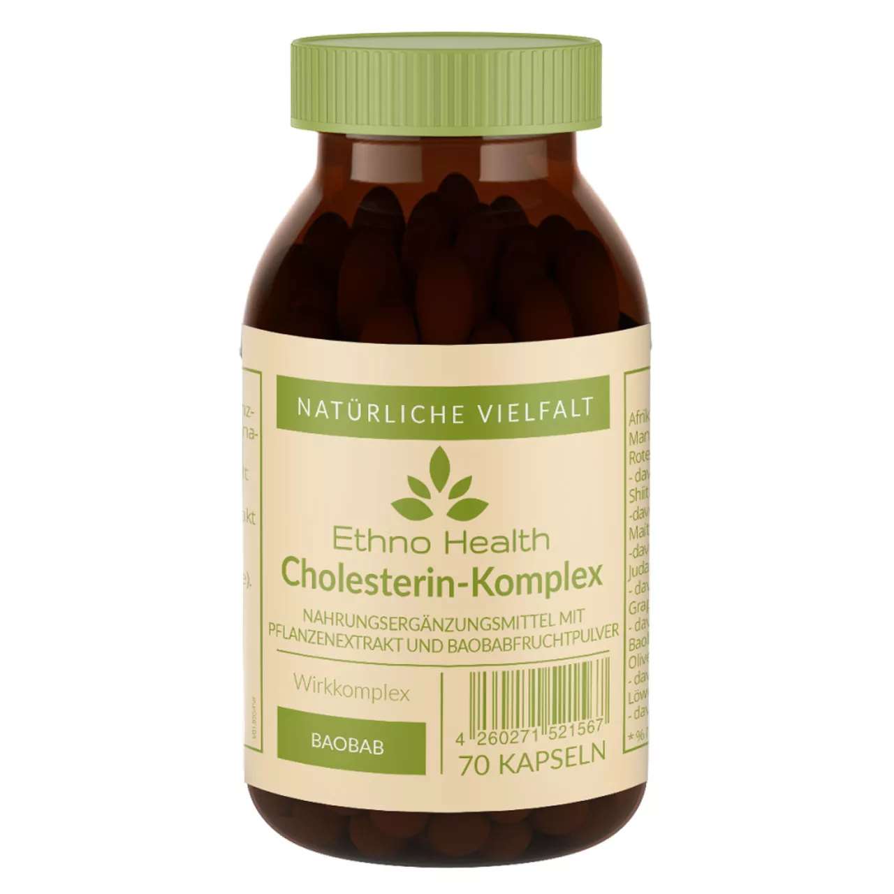 Cholesterin Komplex von Ethno Health beinhaltet 70 Kapseln