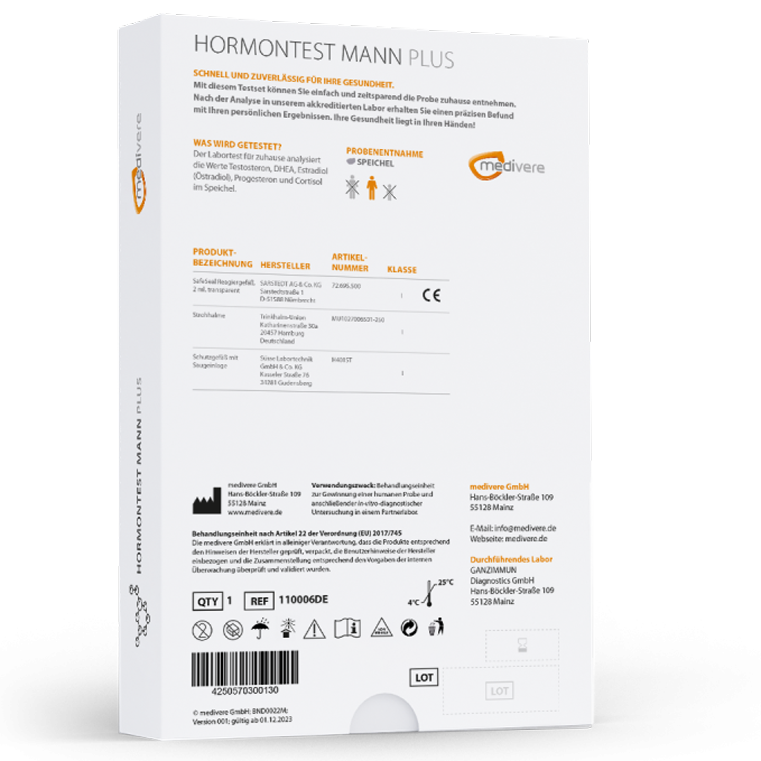 Medivere Hormontest Mann plus  EAN: 4250570300130