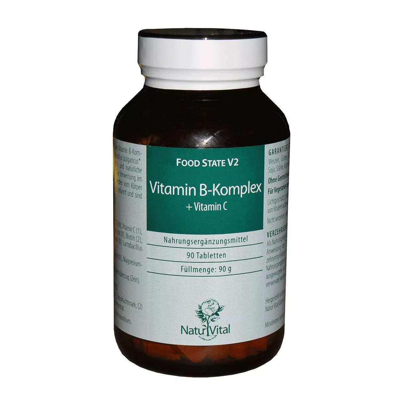 Vitamin B Komplex + Vitamin C von Natur Vital beinhaltet 90 Tabletten