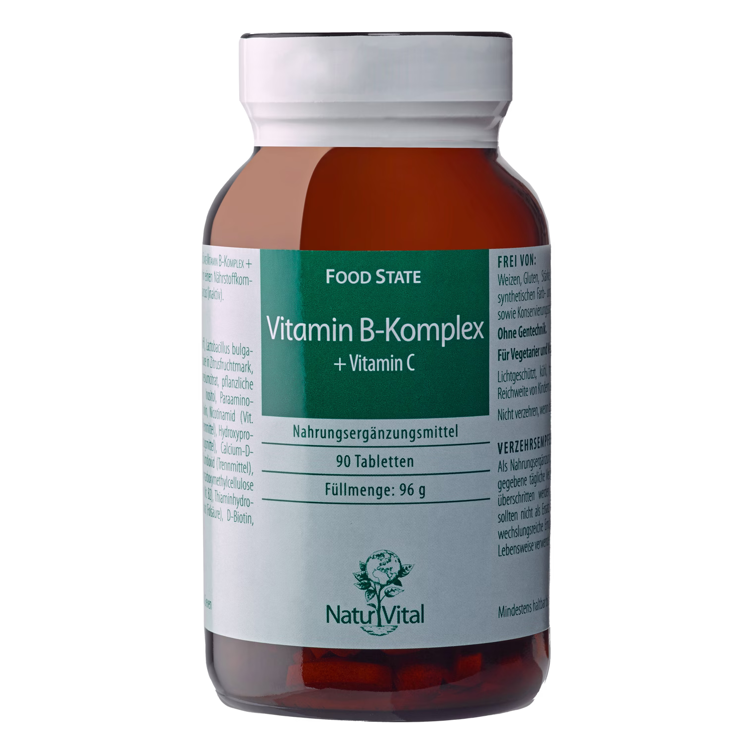 Vitamin B Komplex + Vitamin C Natur Vital 90 Tabletten Vitamin B Komplex + Vitamin C von Natur Vital beinhaltet 90 Tabletten