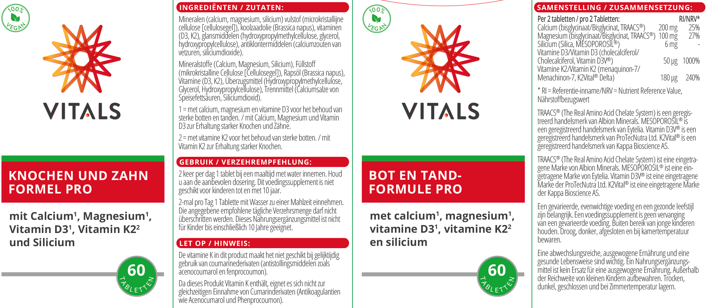 Vitals Knochen und Zahn Formel Pro, 60 Tabletten  EAN: 8716717004508