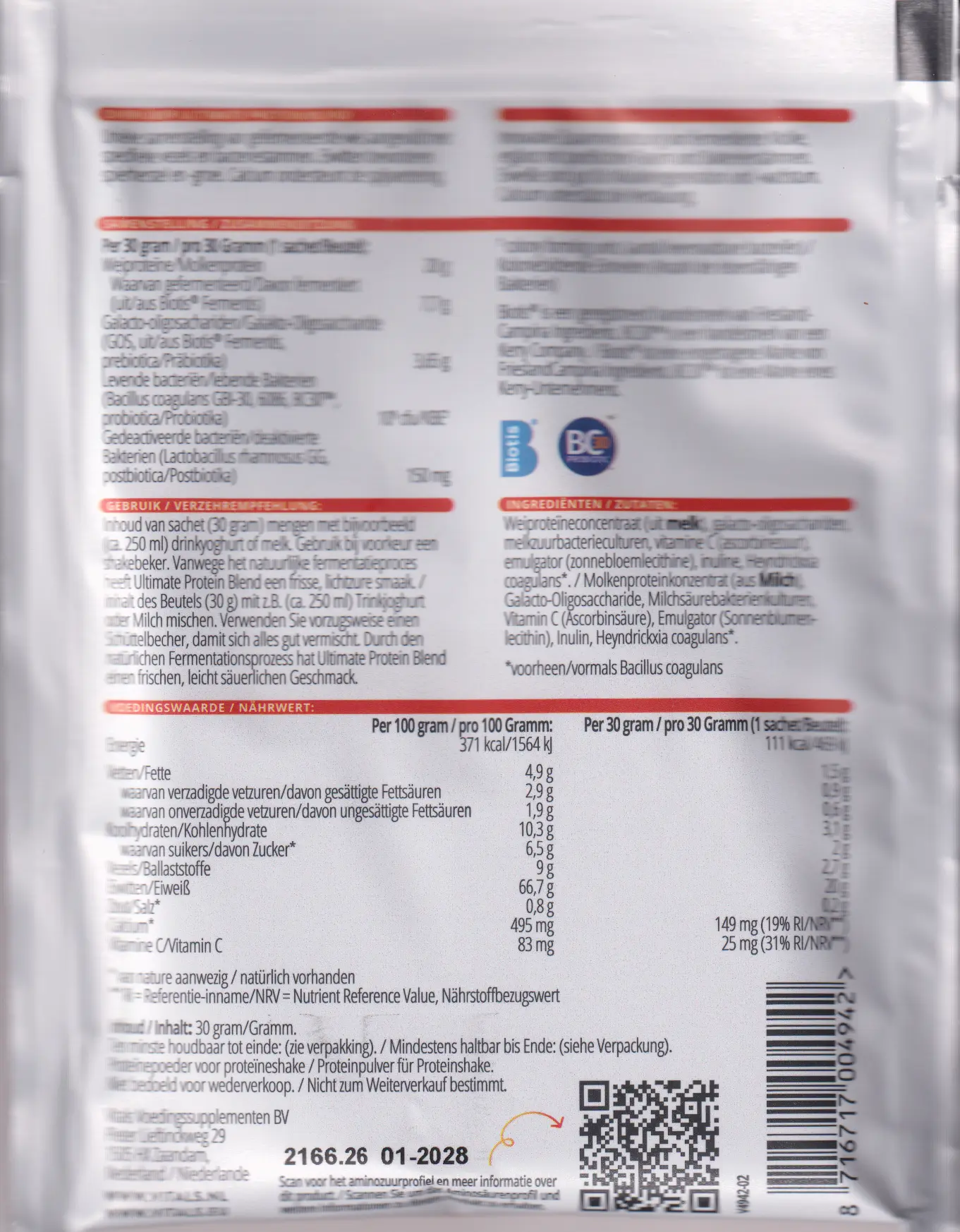 Ultimate Protein Blend Probe, 30 Gramm