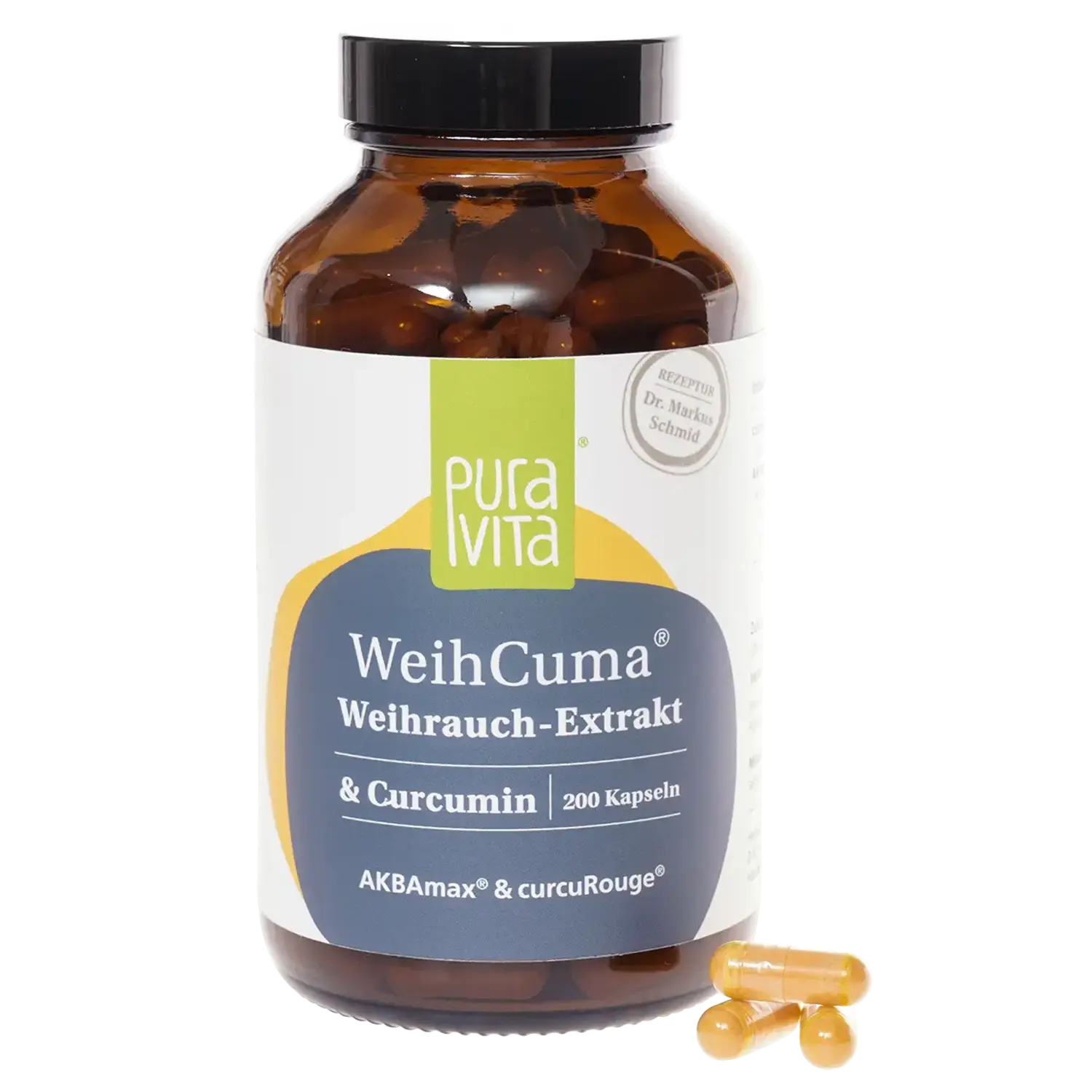 PuraVita WeihCuma Weihrauch-Curcuma-Extrakt, 200 Kapseln Gelenke EAN: