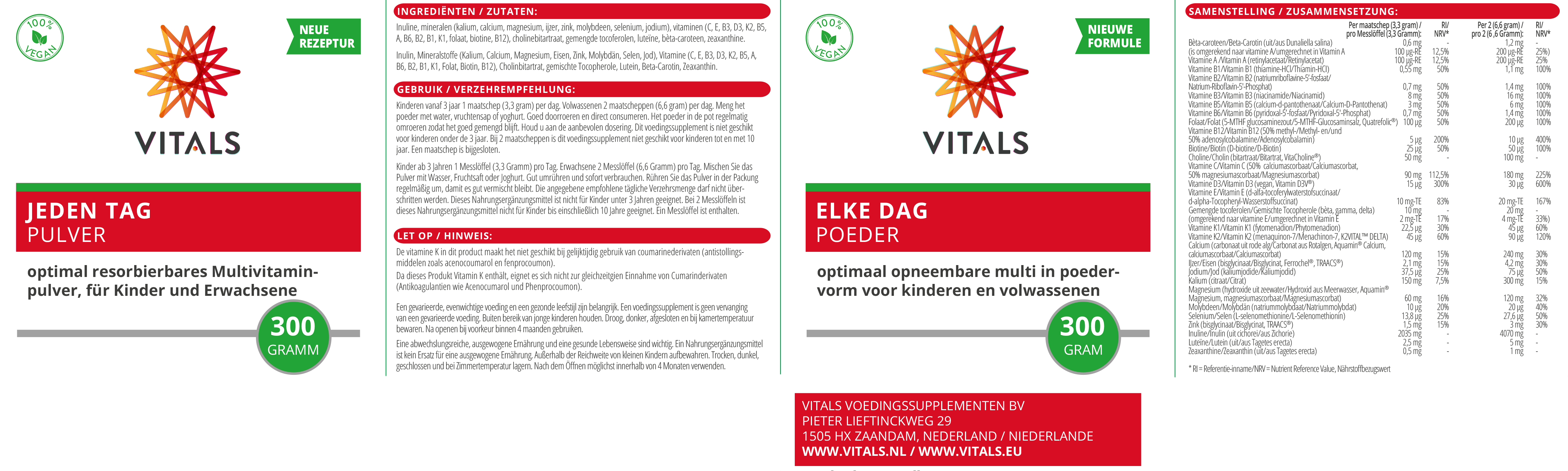 Vitals Jeden Tag Multivitamine, 300 g Pulver  EAN: 8716717004911