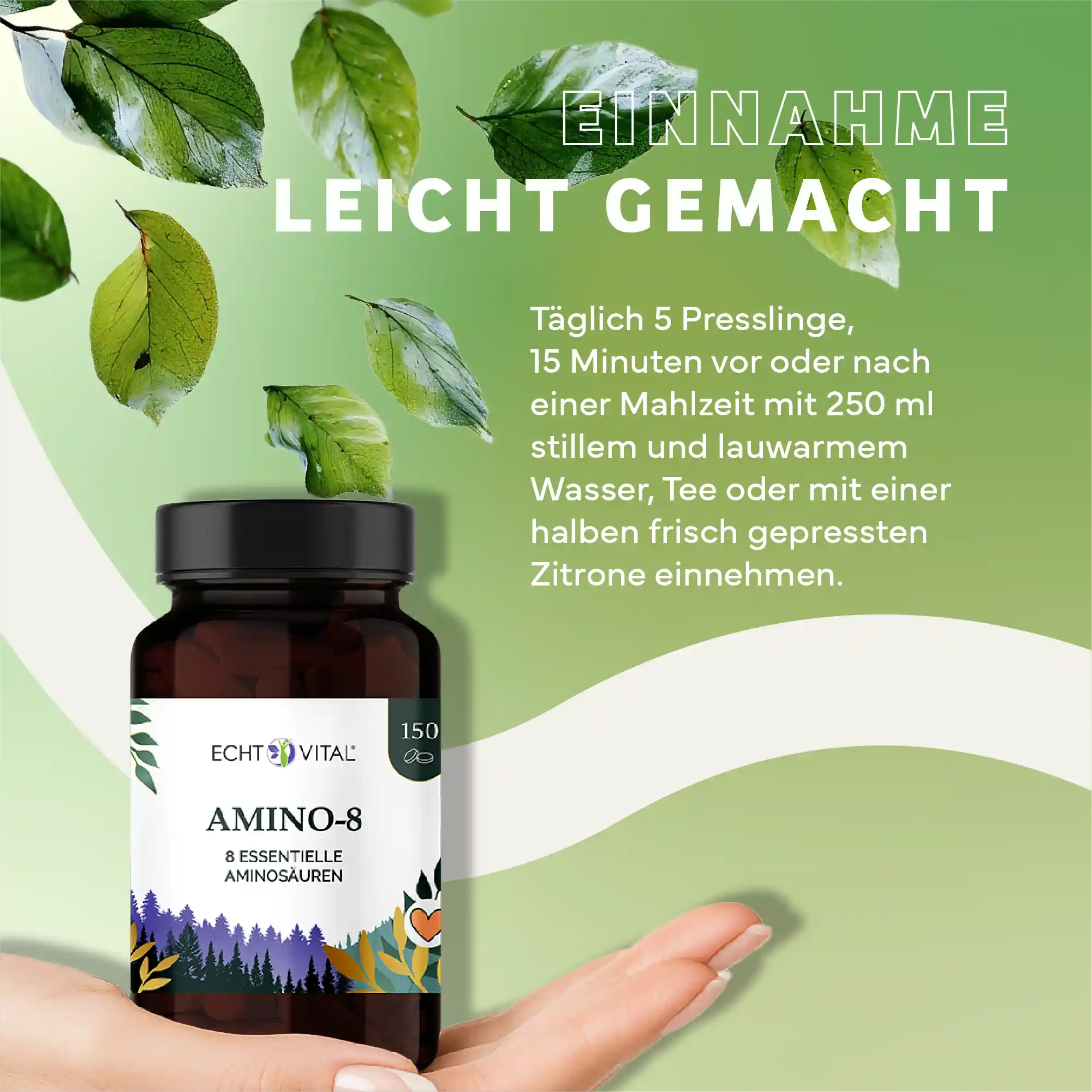 Echt Vital Amino-8 alle 8 essenziellen Aminosäuren, 150 Presslinge Muskelerhalt EAN: 4260635730154