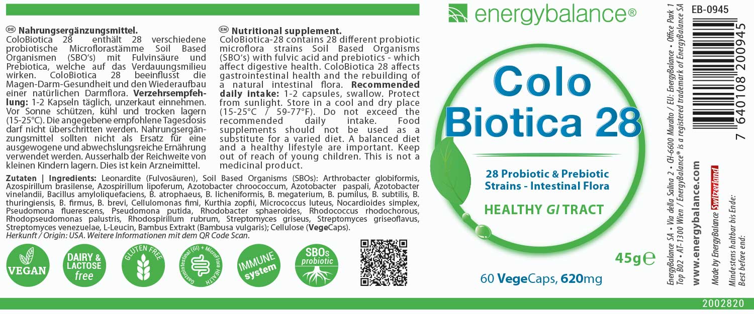 Colo Biotica 28 Etikett von Energybalance