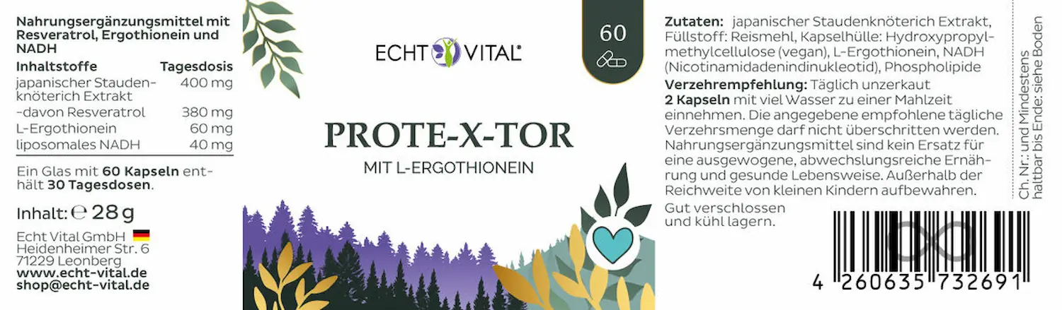 Echt Vital Prote-X-tor mit L-Ergothionein, 60 Kapseln  EAN: 4260635732691