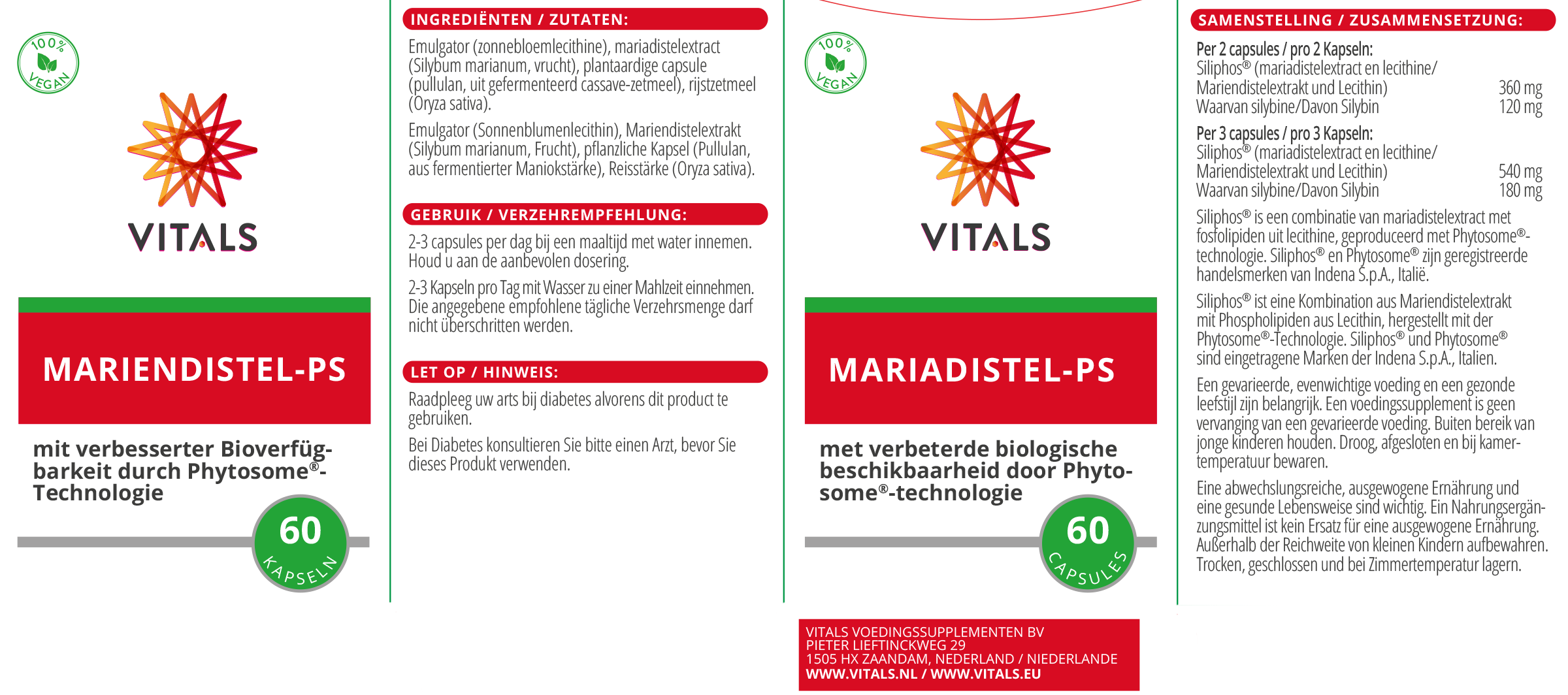 Vitals Milk Thistle PS, 60 capsules  EAN: 8716717003907
