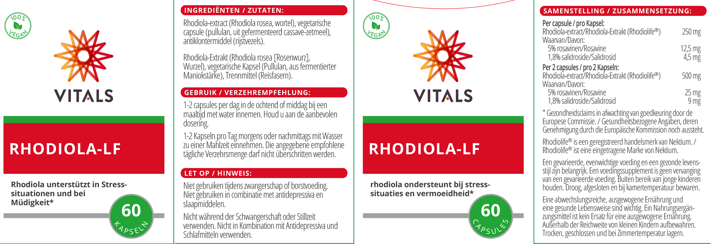 Vitals Rhodiola-LF, 60 Kapseln  EAN: 8716717004089