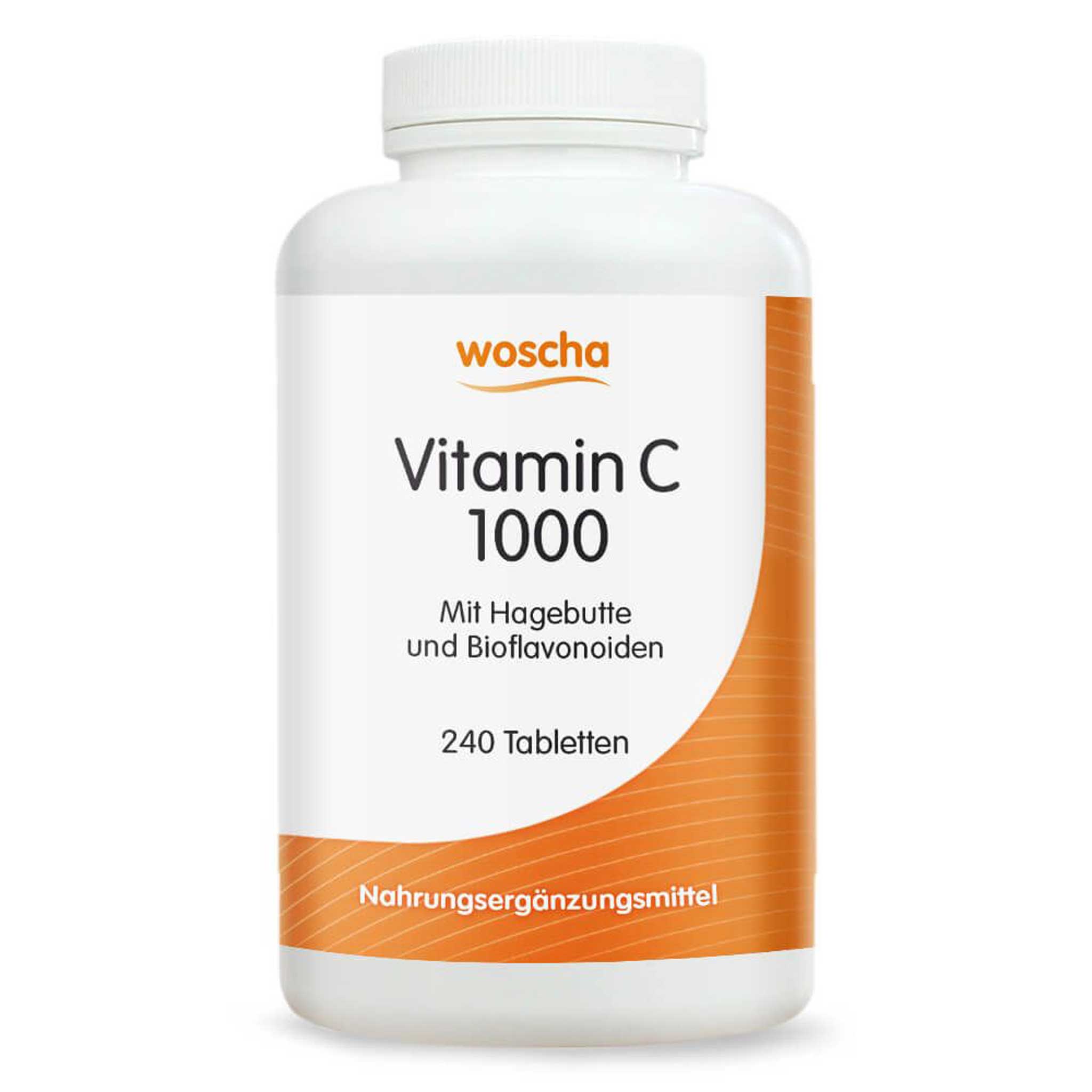 Woscha Vitamin C 1000 mit Hagebutte von podo medi beinhaltet 240 Tabletten
