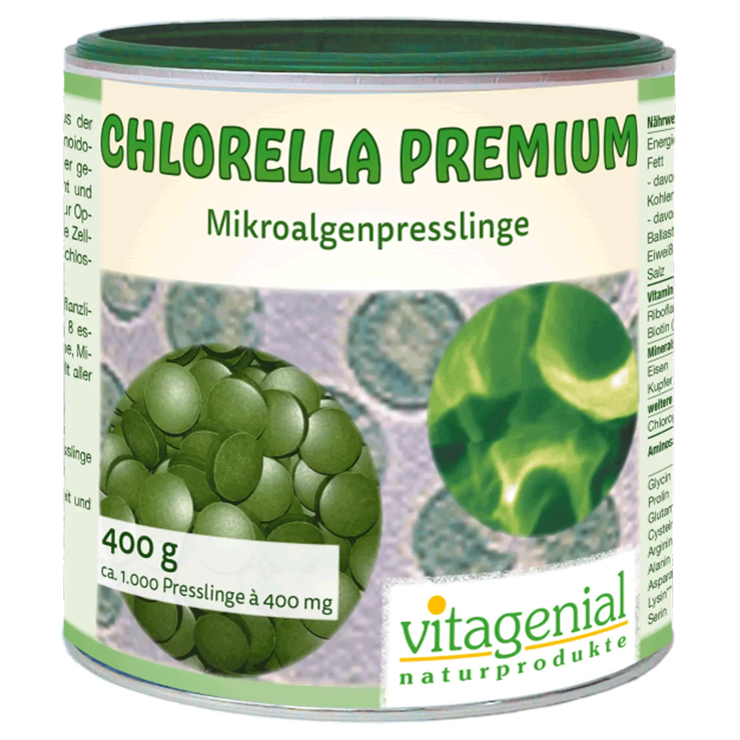 Vitagenial Reines Chlorella Pulver in Presslingen Grosse Packung