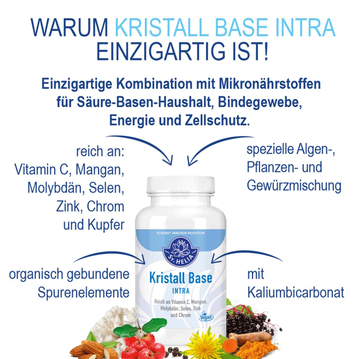 St. Helia Kristall Base INTRA, 150 Kapseln säure-basen-stoffwechsel-kur EAN: 4260296430097