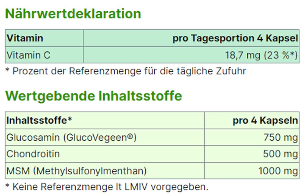 Glucosamin 4 Vegan Nährstoffinformationen von Energybalance