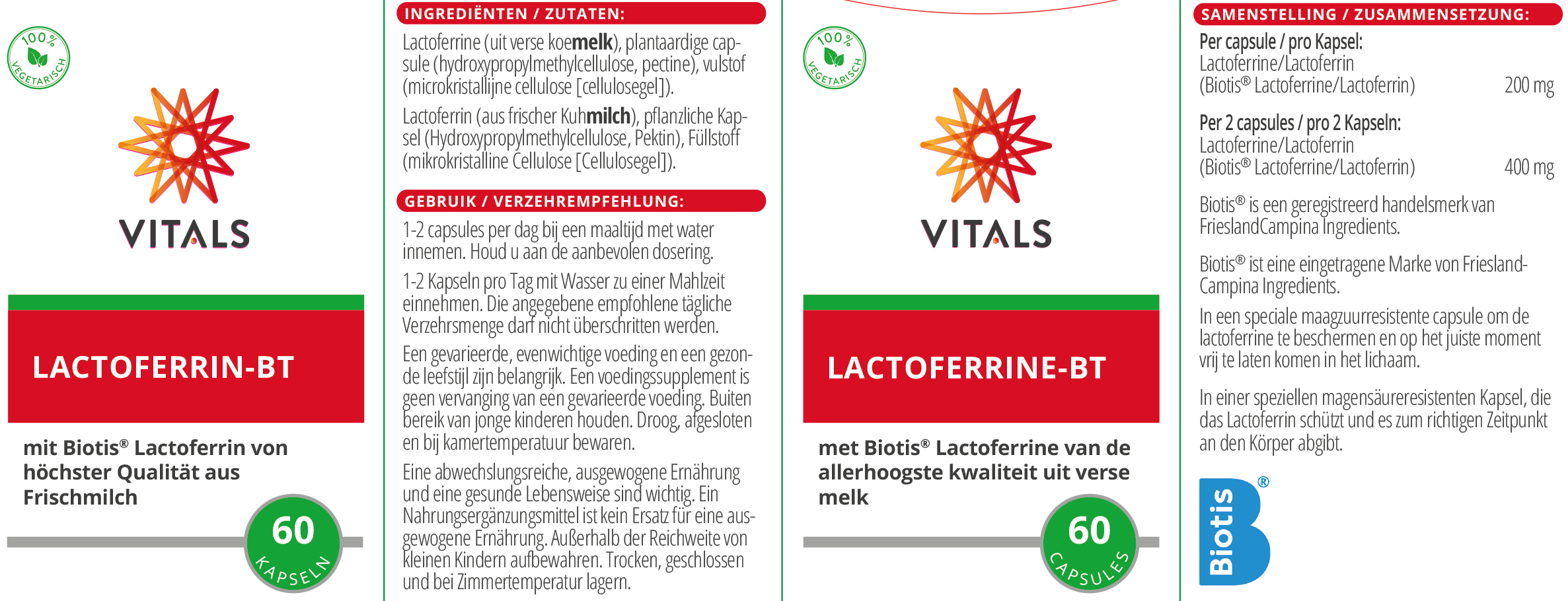 Vitals Lactoferrin-BT, 60 Kapseln Eisen EAN: 8716717004331