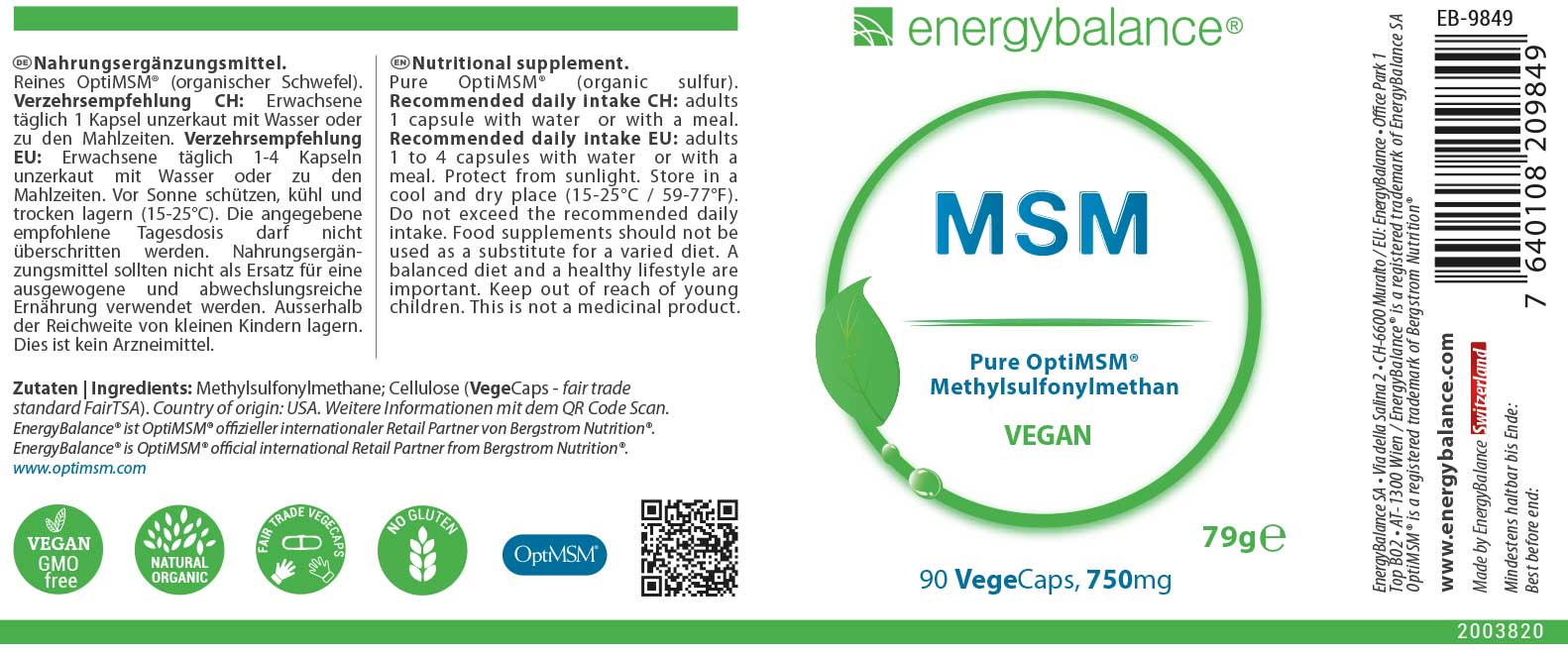 MSM Etikett von Energybalance