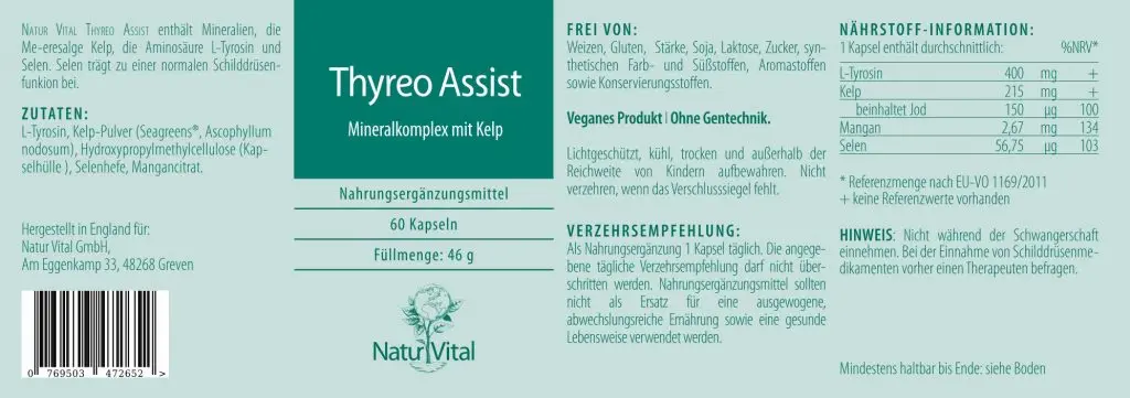 Natur Vital Thyreo Assist, 60 Kapseln  EAN: 4262512990682