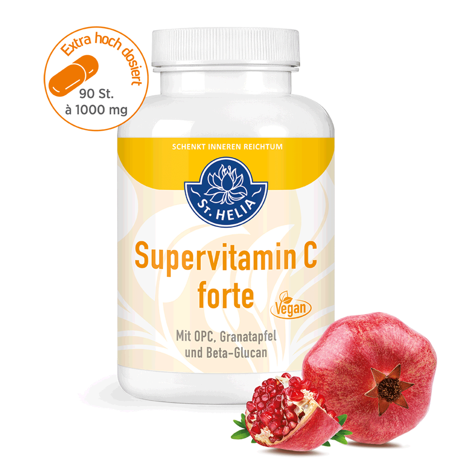 SuperVitamin C forte plus OPC St. Helia 90 Kapseln SuperVitamin C forte plus OPC von St. Helia beinhaltet 90 Kapseln
