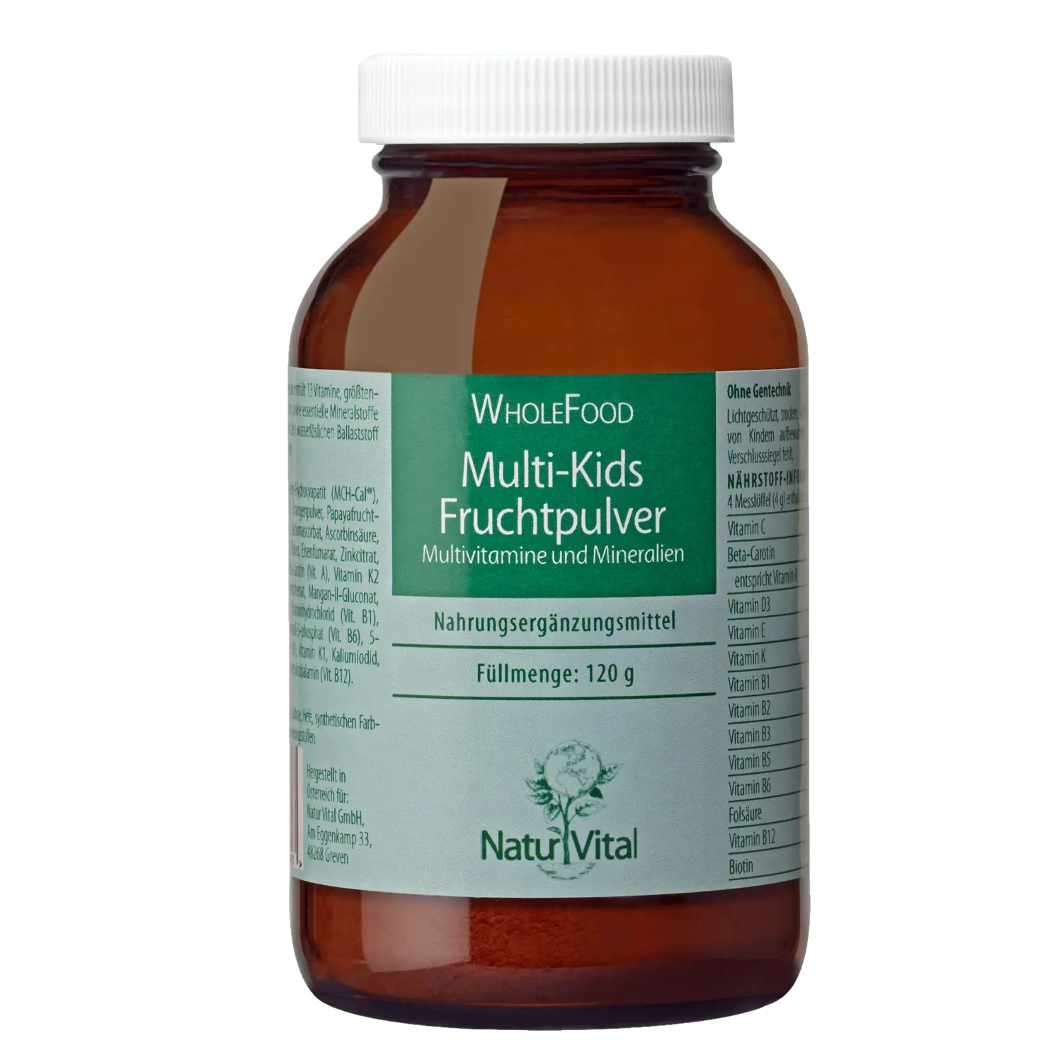 Natur Vital Multi-Kids Fruchtpulver WholeFood, 120 g  EAN: 4262512990446