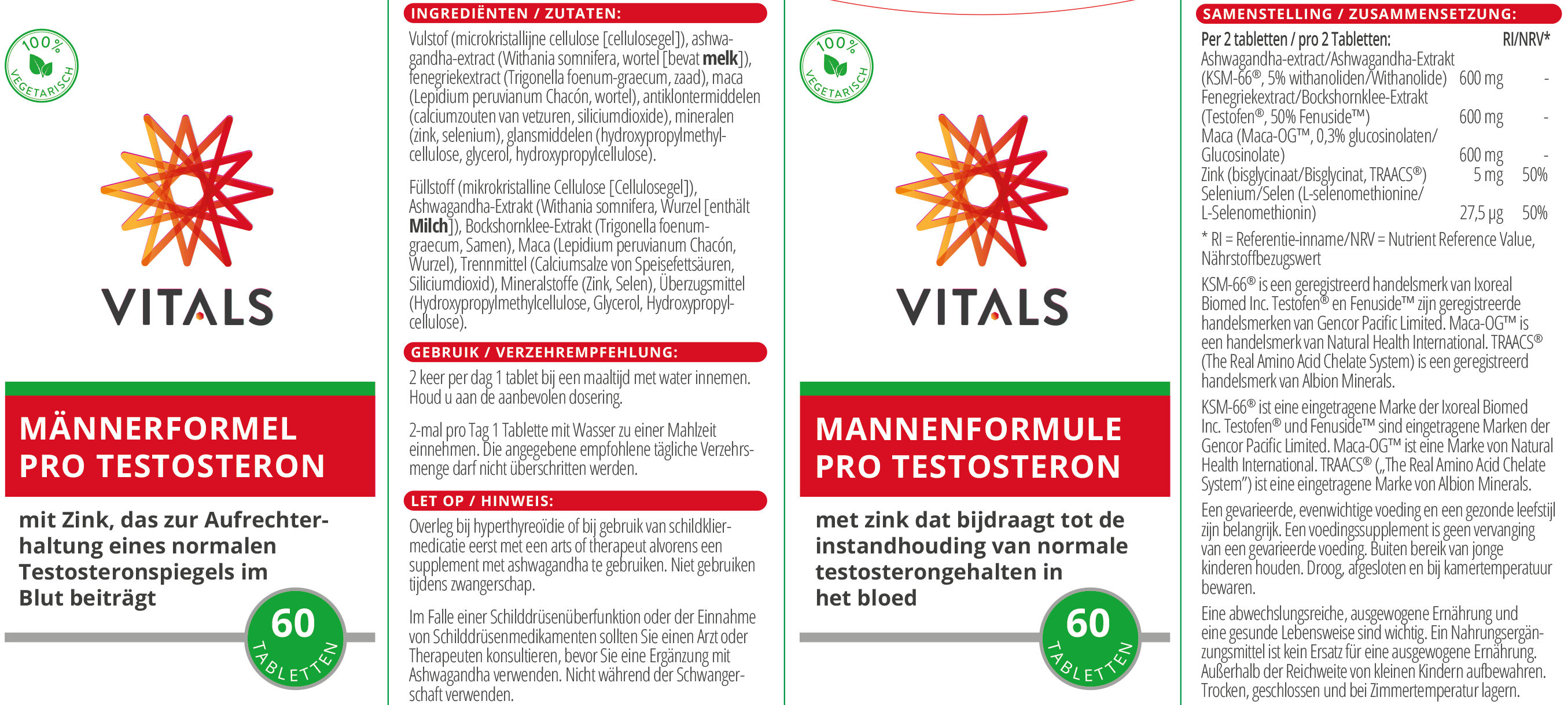 Vitals Männerformel Pro Testosteron, 60 Tabletten Potenz EAN: 8716717004140