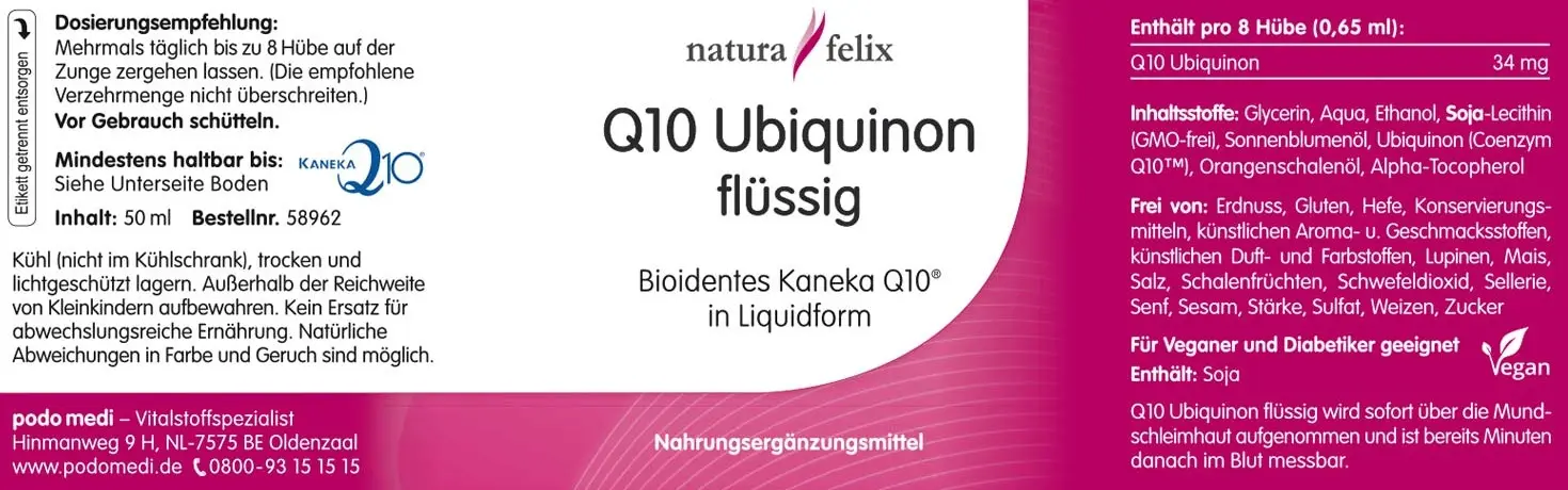 Natura Felix Q10 - Ubiquinon flüssig, 50 ml MHD 30.05.2026 burnout EAN: 8717729193044