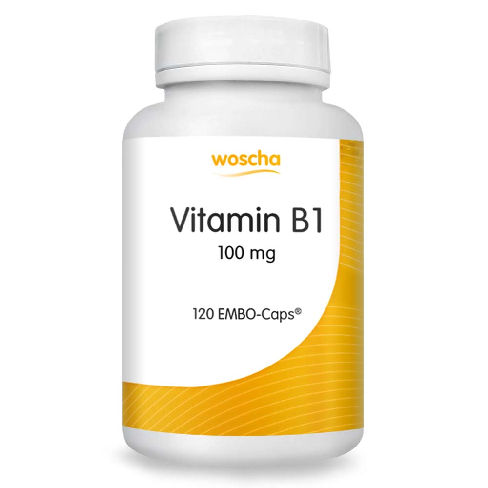 Woscha Vitamin B1, 120 Kapseln Vitamin B1 Thiamin hochdosiertes Vitamin B1 Beri-Beri EAN: 8717729190654