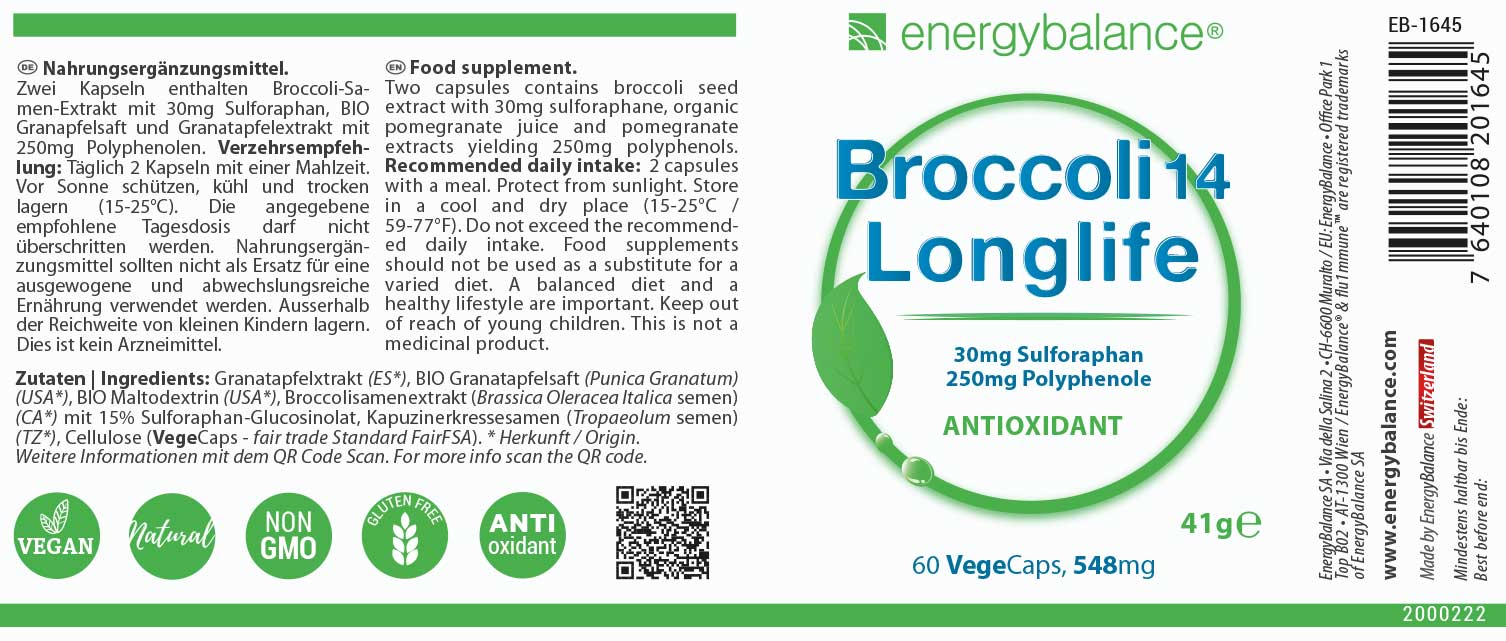 EnergyBalance Broccoli 14 Longlife, 60 VegeCaps Krebs EAN: 7640108201645