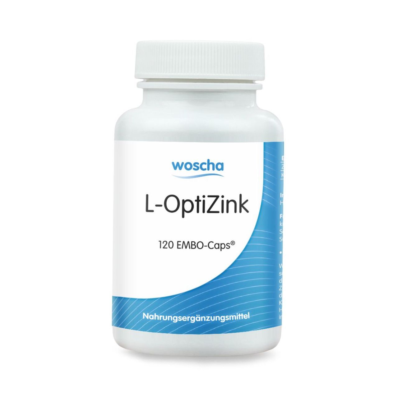 Woscha L-OptiZink mit 30 Milligramm von podo medi beinhaltet 120 Kapseln