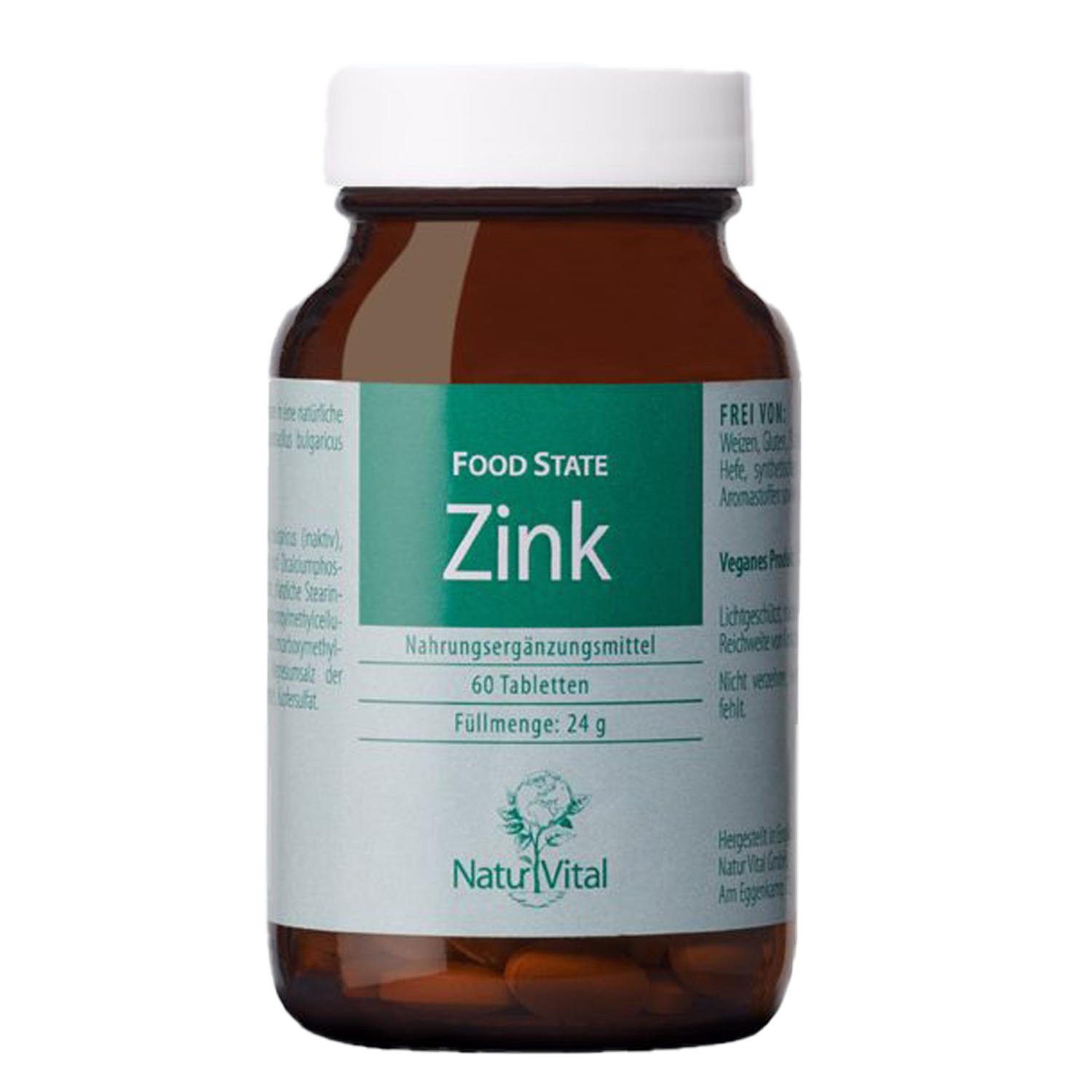 Zink von Natur Vital beinhaltet 60 Tabletten