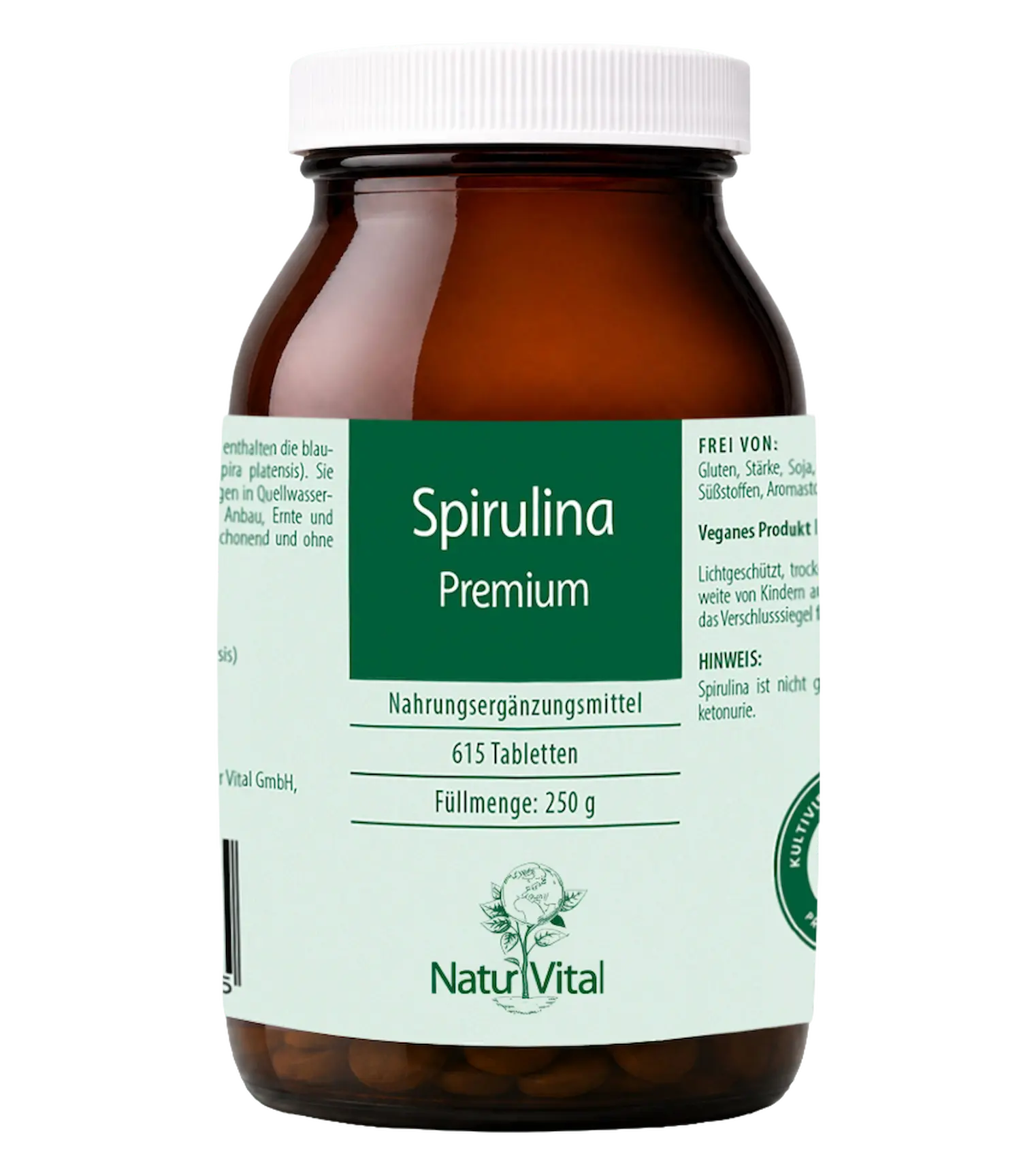 Spirulina von Natur Vital beinhaltet 200 Tabletten