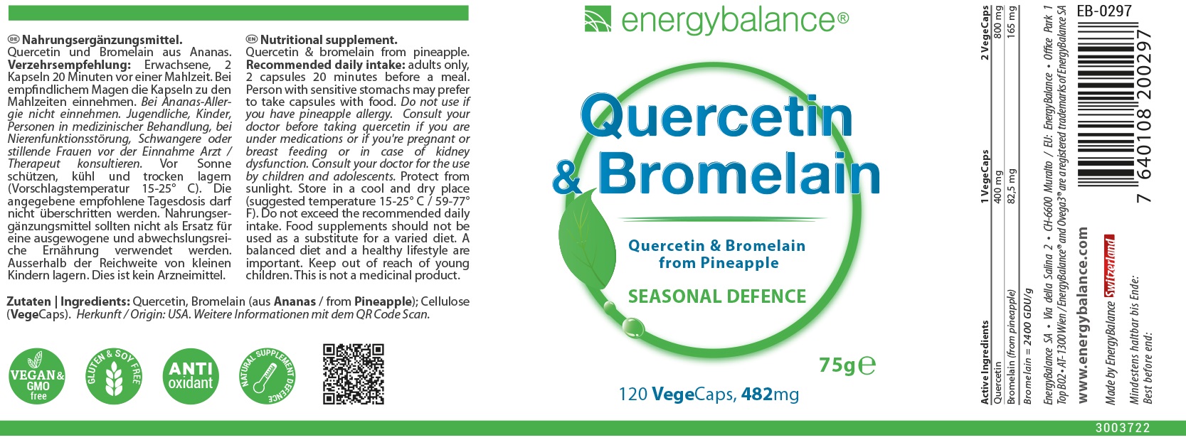 Quercetina + Bromelina, 120 capsule