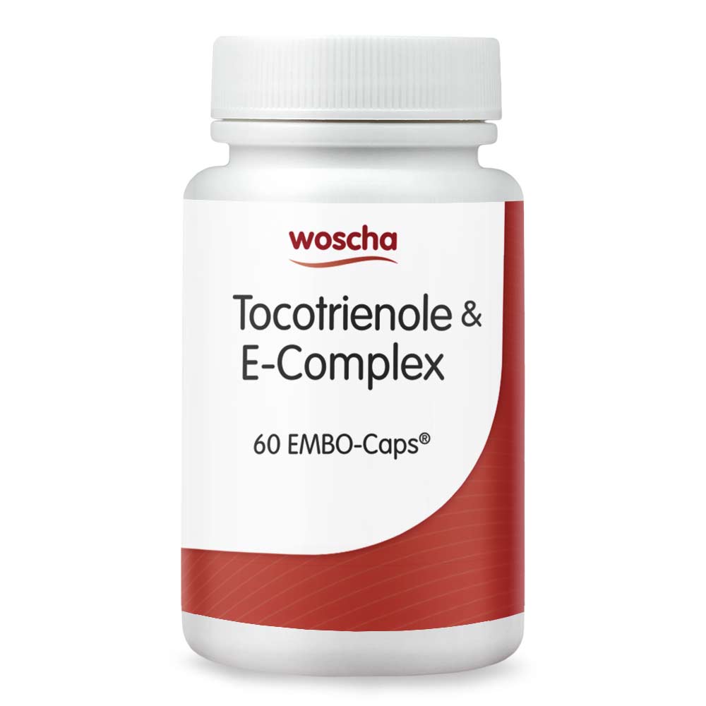 Woscha Tocotrienole und E-Complex von podo medi beinhaltet 60 Kapseln