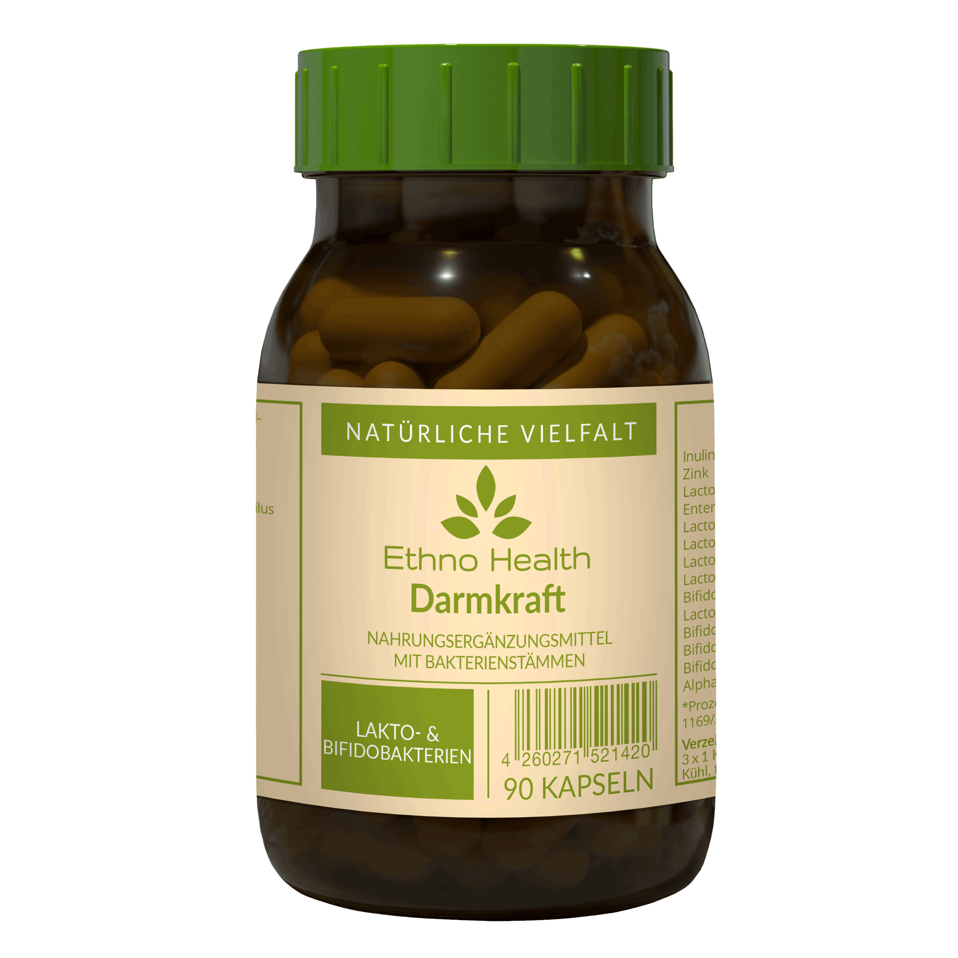 Darmkraft von Ethno Health beinhaltet 90 Kapseln