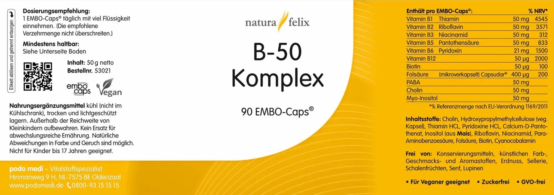 Woscha B-50 Complex, 90 capsules  EAN: 8717729190852