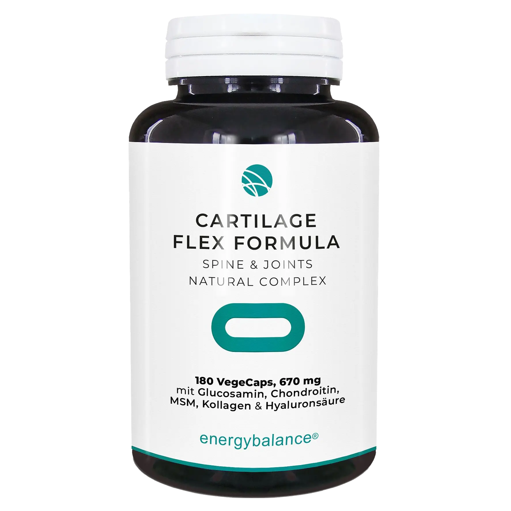 EnergyBalance Cartilage Flex Formula con Glucosamina, Condroitina, Collagene, Acido ialuronico e MSM, 180 capsule Gelenke EAN: 7640108200846
