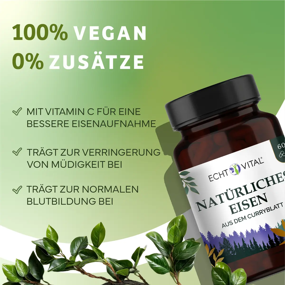 Eisen aus dem Curryblatt mit Acerola, 60 Kapseln