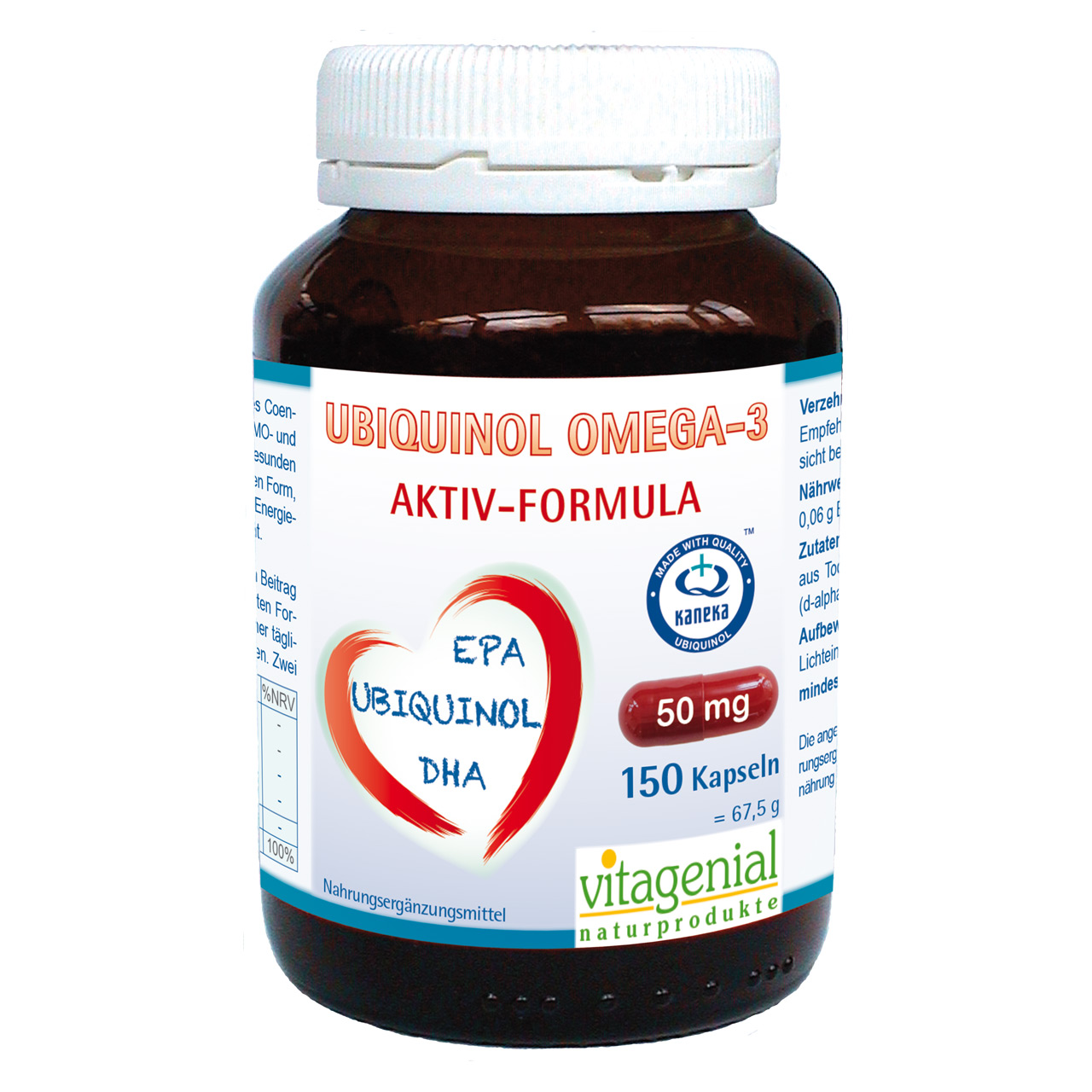 Vitagenial Ubiquinol Omega 3 mit DHA und EPA beinhaltet 150 Kapseln