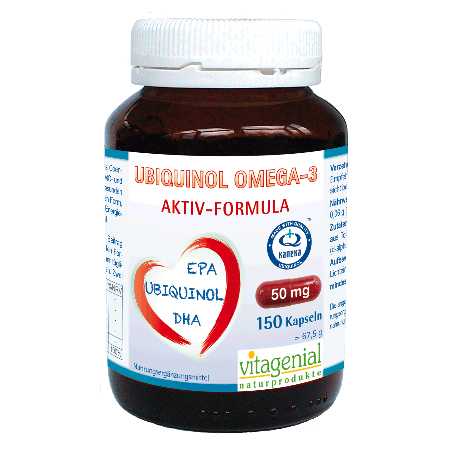 Ubiquinol Omega 3 Vitagenial DHA EPA 150 Kapseln Vitagenial Ubiquinol Omega 3 mit DHA und EPA beinhaltet 150 Kapseln