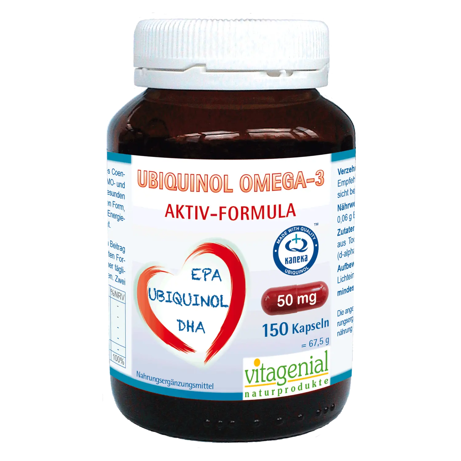 Vitagenial Ubiquinol Omega 3 mit DHA und EPA beinhaltet 150 Kapseln