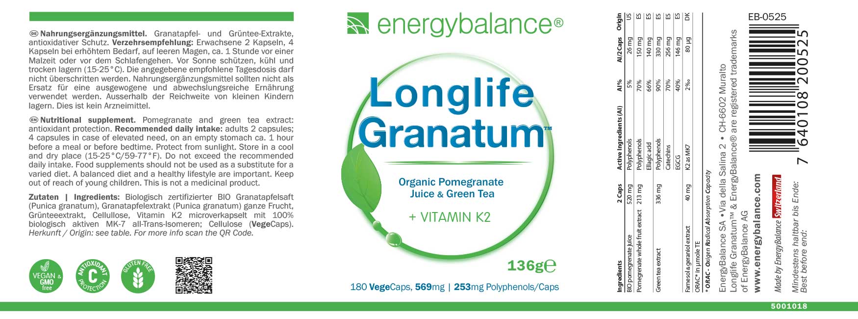 Longlife Granatum Etikett von Energybalance