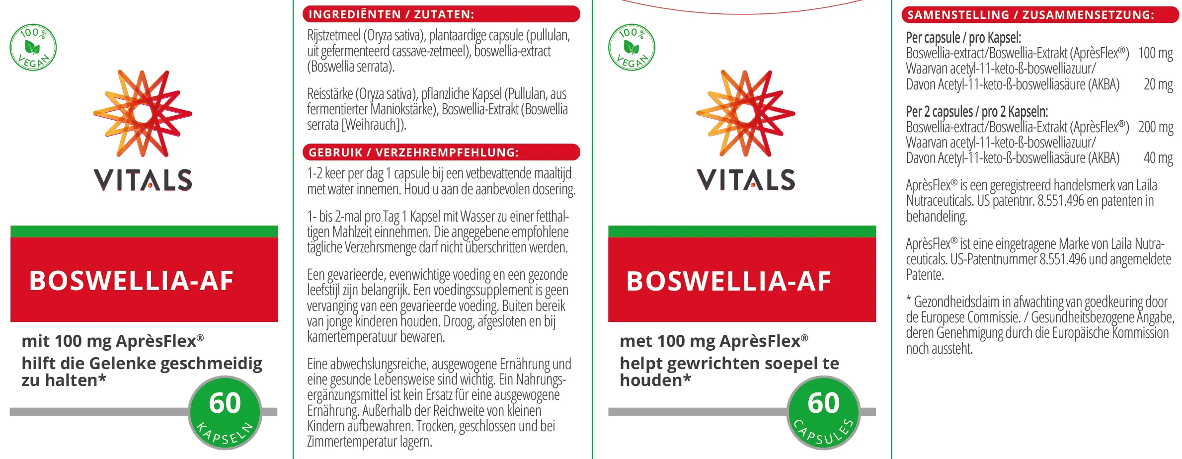 Vitals Boswellia-AF Weihrauch, 60 Kapseln Entzündungshemmend EAN: 8716717003594