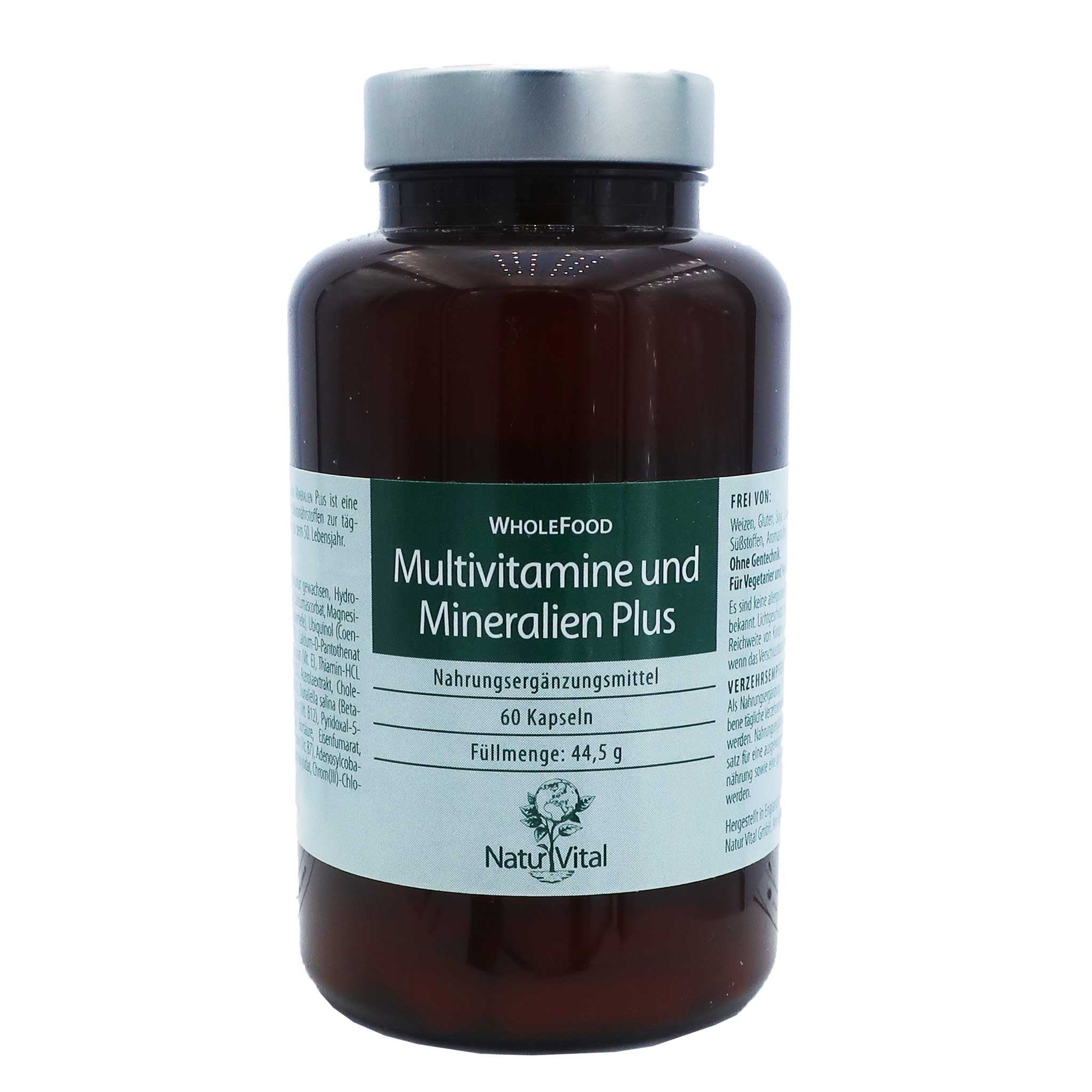 Multivitamine und Mineralien Plus von Natur Vital beinhaltet 60 Kapseln