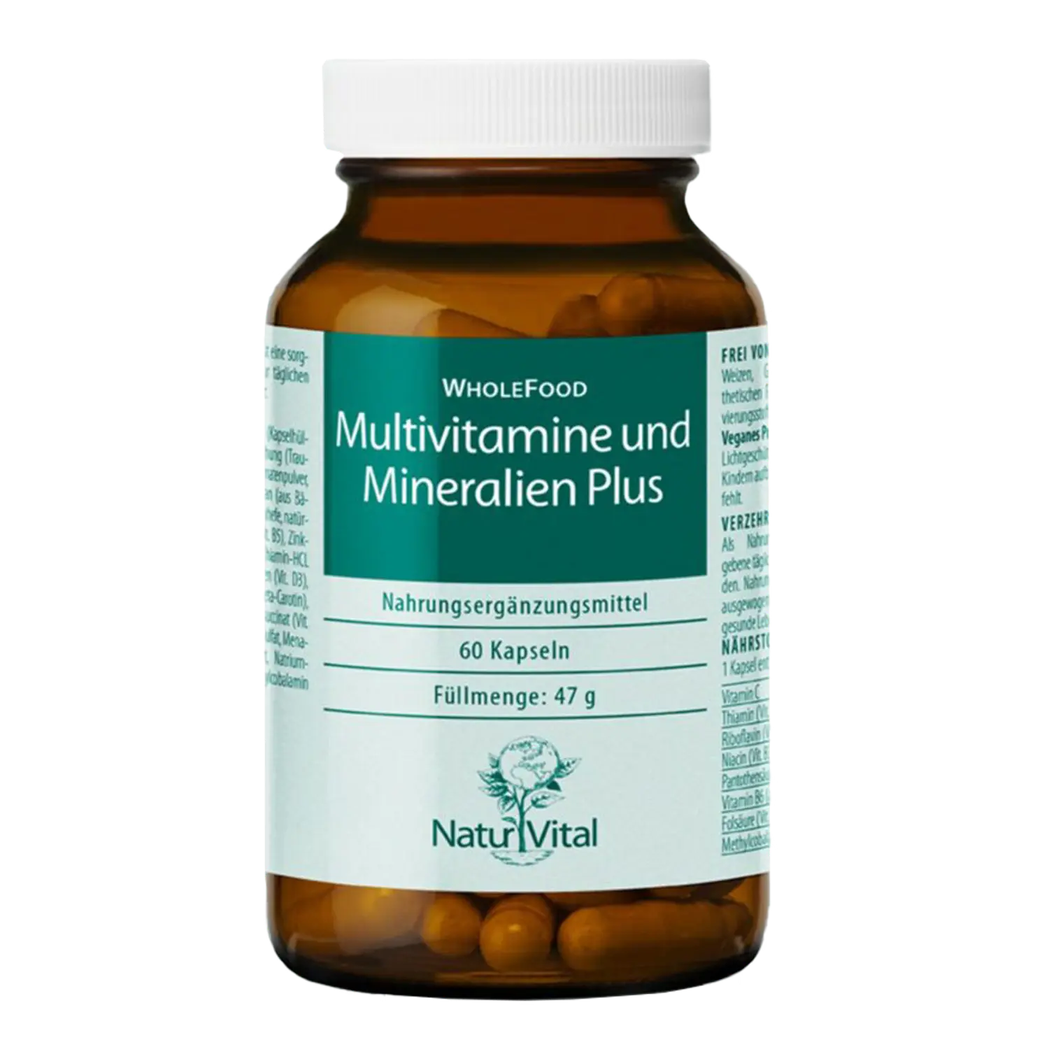 Multivitamine und Mineralien Plus von Natur Vital beinhaltet 60 Kapseln