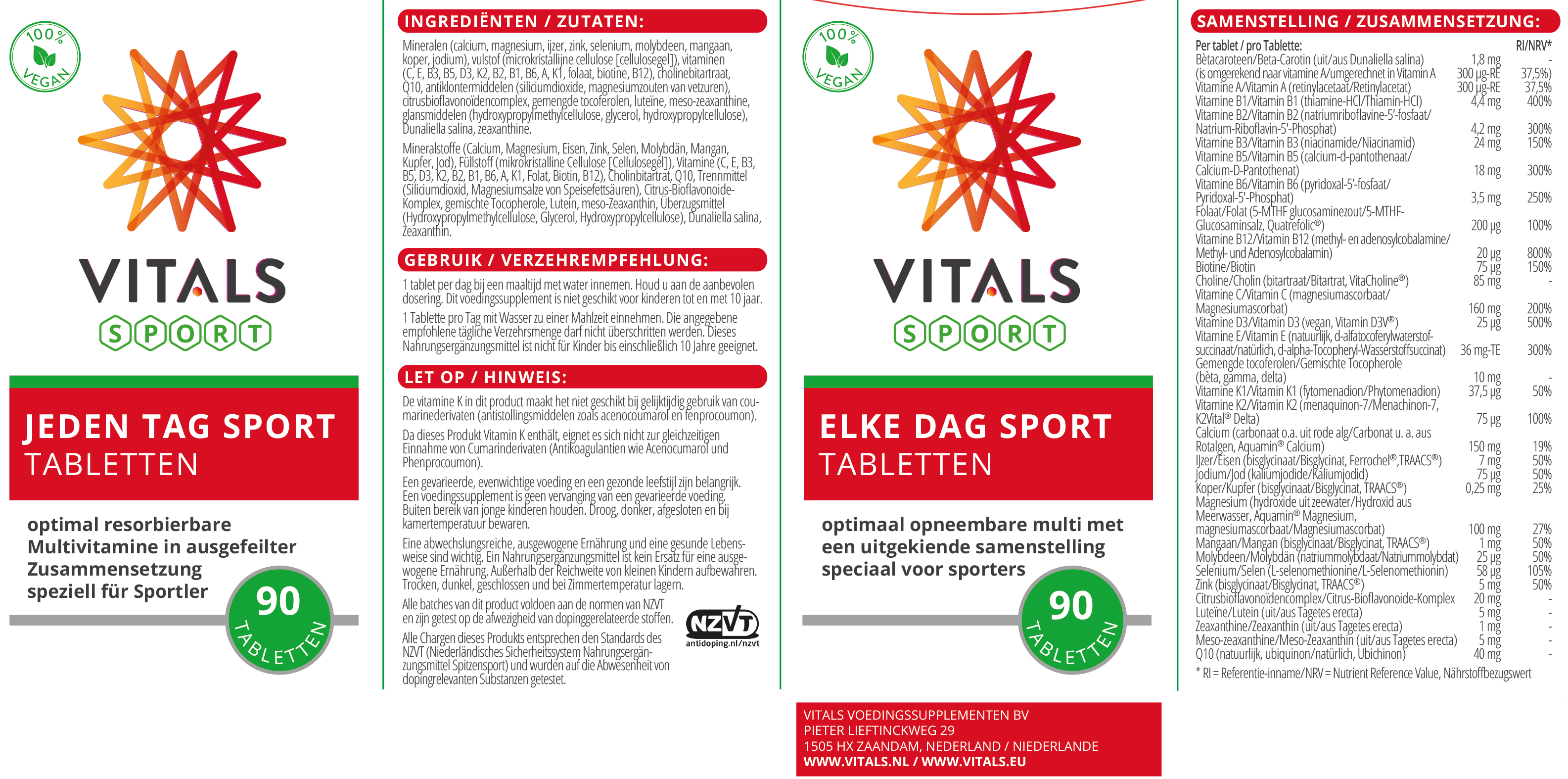 Vitals Jeden Tag Sport Multivitamine, 90 Tabletten  EAN: 8716717004867